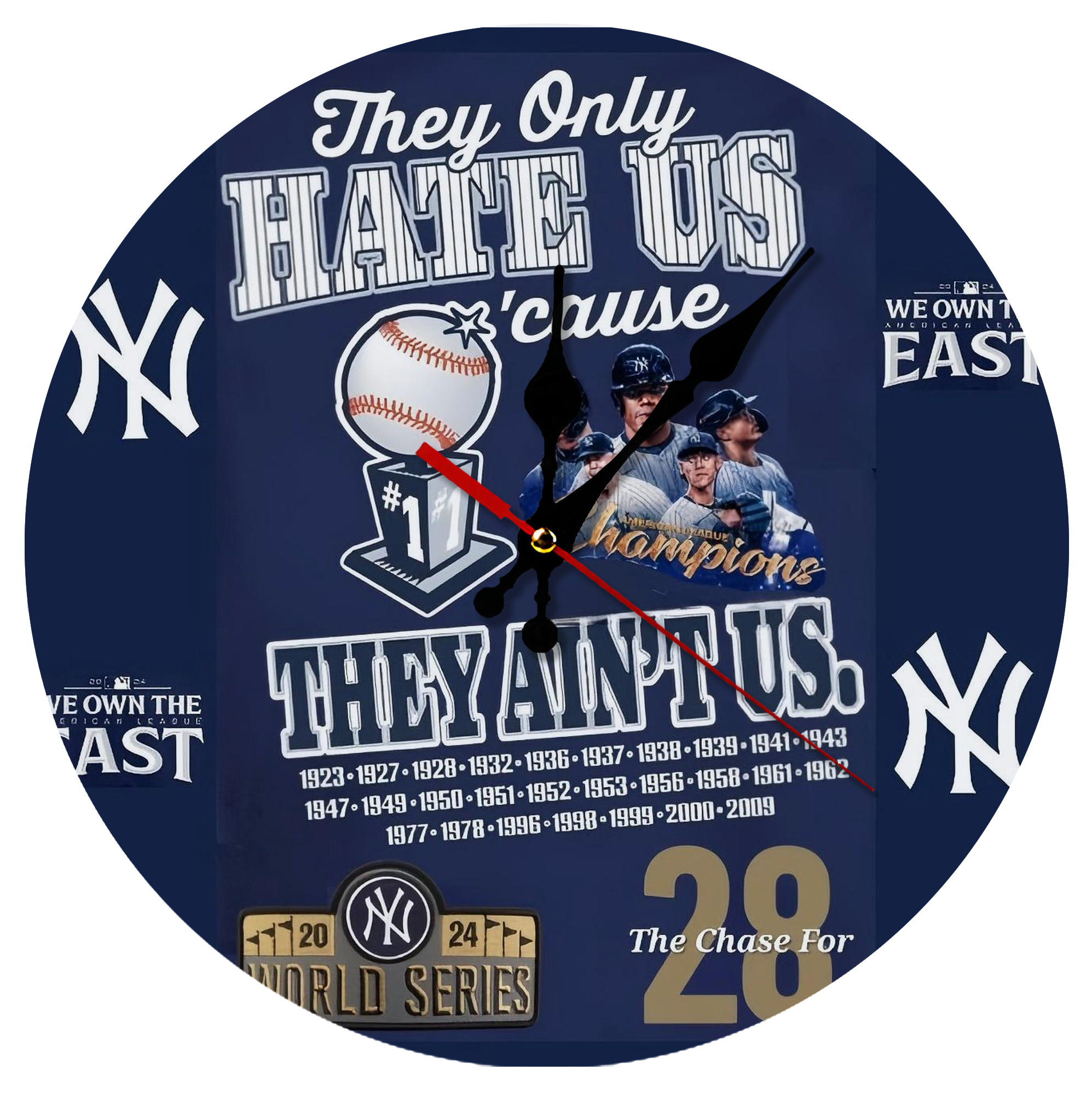 New York Yankees 358 Silent Round Wall Clock – Modern & Stylish DIY Design, Durable Wood Construction, Easy To Install – Perfect For Office, Bedroom, Living Room, And More